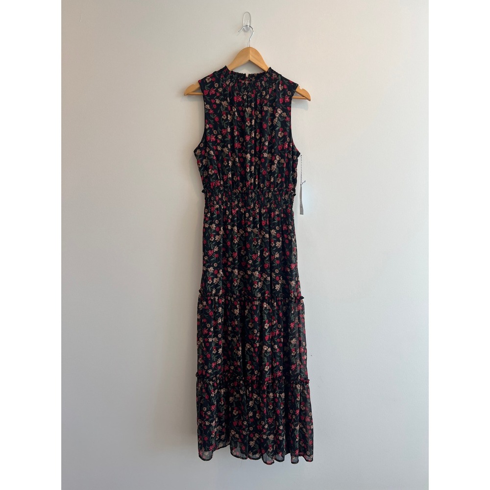 NWT Draper James RSVP Lurex Maxi Dress Womens‎ M Black Floral Metallic Tiered - Picture 2 of 10
